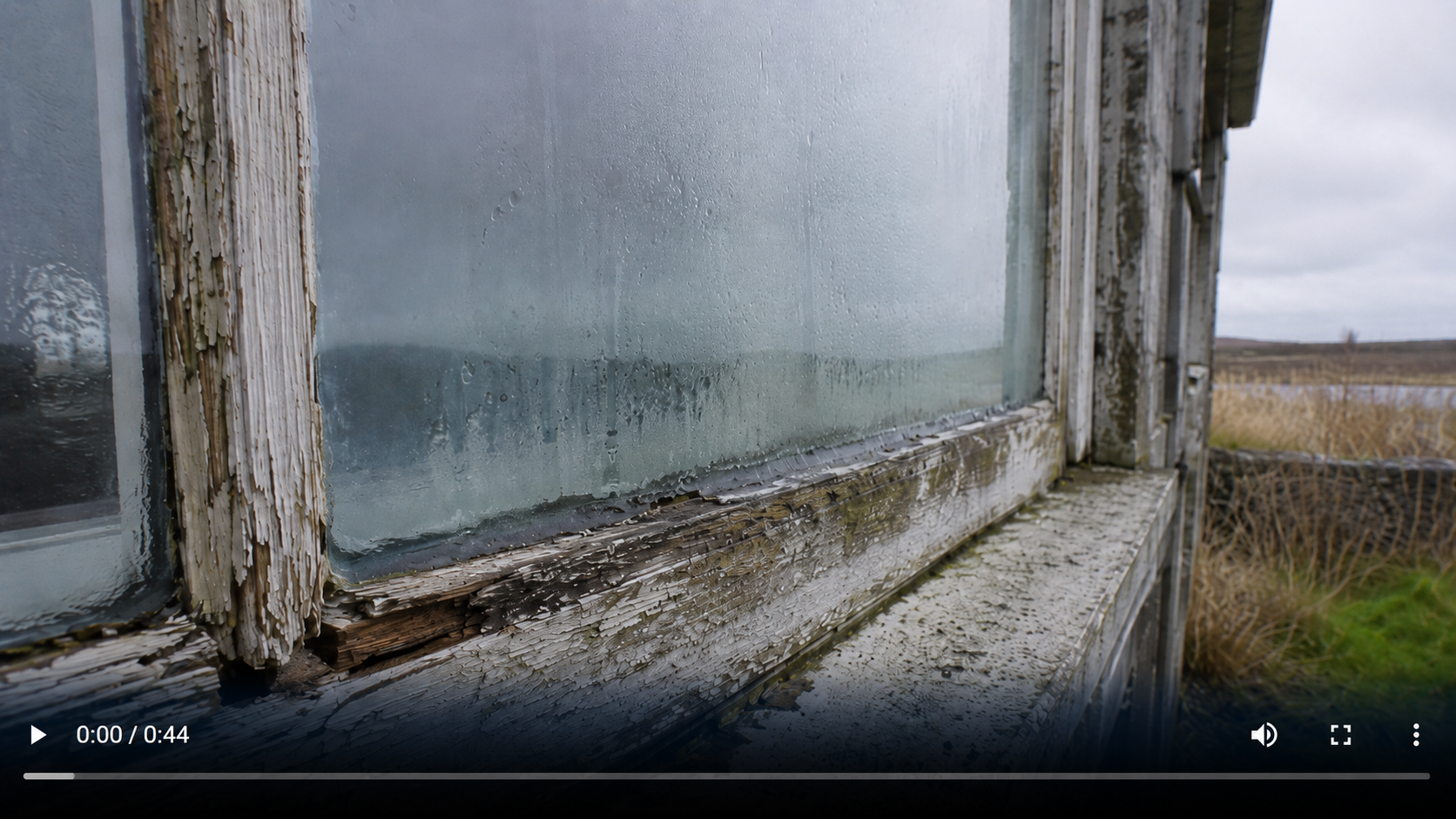 Misted glass unit and rotten timber window frame inspected during a Galway residential window repair.